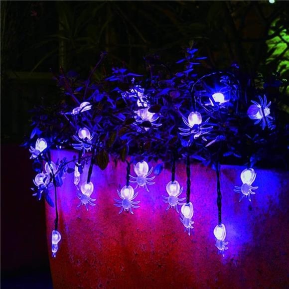 Halloween Solar String Lights,2Pack 30LED 20ft Purple Spider Lights with 8 Modes - Picture 6 of 6